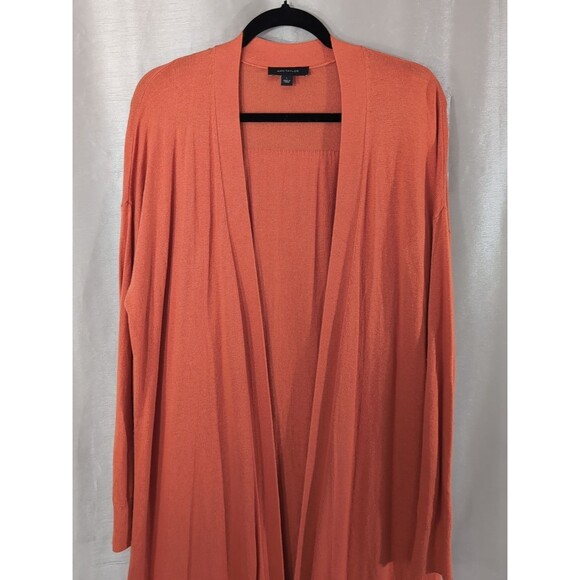 Ann Taylor Women's Open Maxi Cardigan Long Duster Soft Knit Orange Size LARGE - Picture 10 of 13